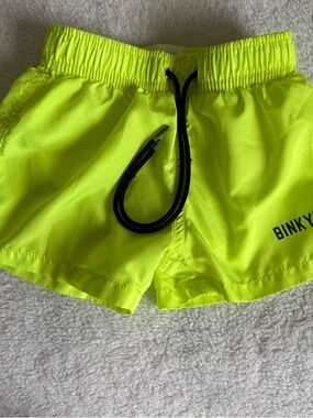 Binky Bro Neon Yellow Swim Shorts with Black Drawstring